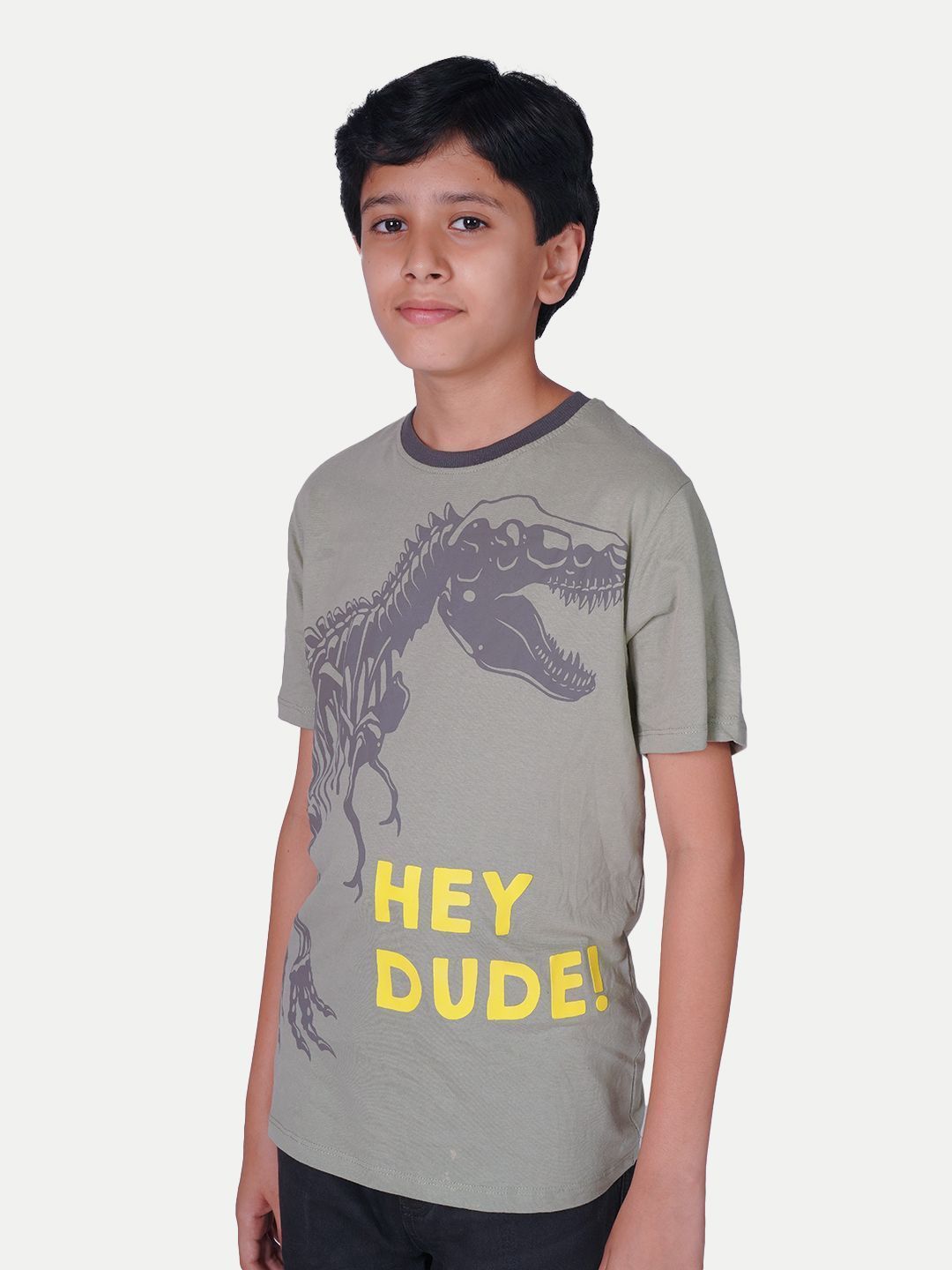 Teen Boys Grey Printed T-Shirt