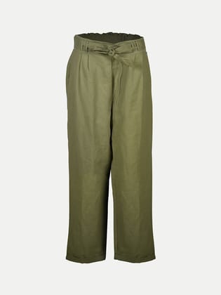 Women Green Plazzo Linen Pants