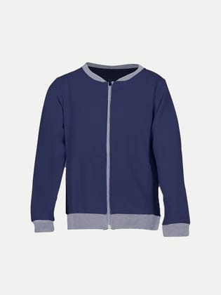 Teen Boys Solid Navy Colour Zipper Cardigan Sweatshirt