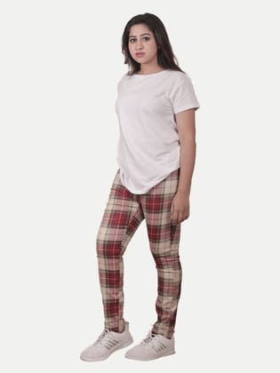 women Textured woven Leggings-Red Colour