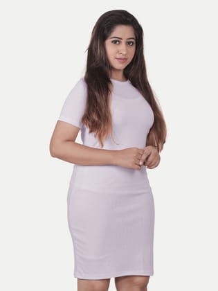 Women Solid Long knit Dress- Light Violet