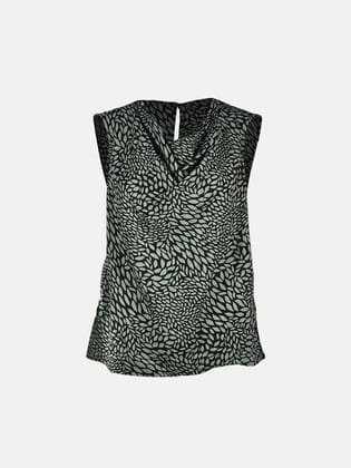 Women Green Printed Floral Sleeveless Blouse