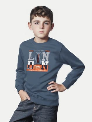 Teen Boys Dark blue Graphic Printed Sweatshirt