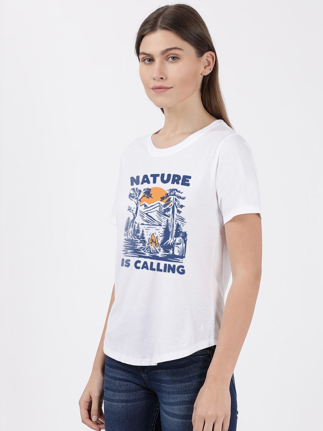 Women Basic White Tee With A Slogan