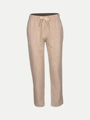 Men Sand Solid Remi Cotton Chinos Trousers