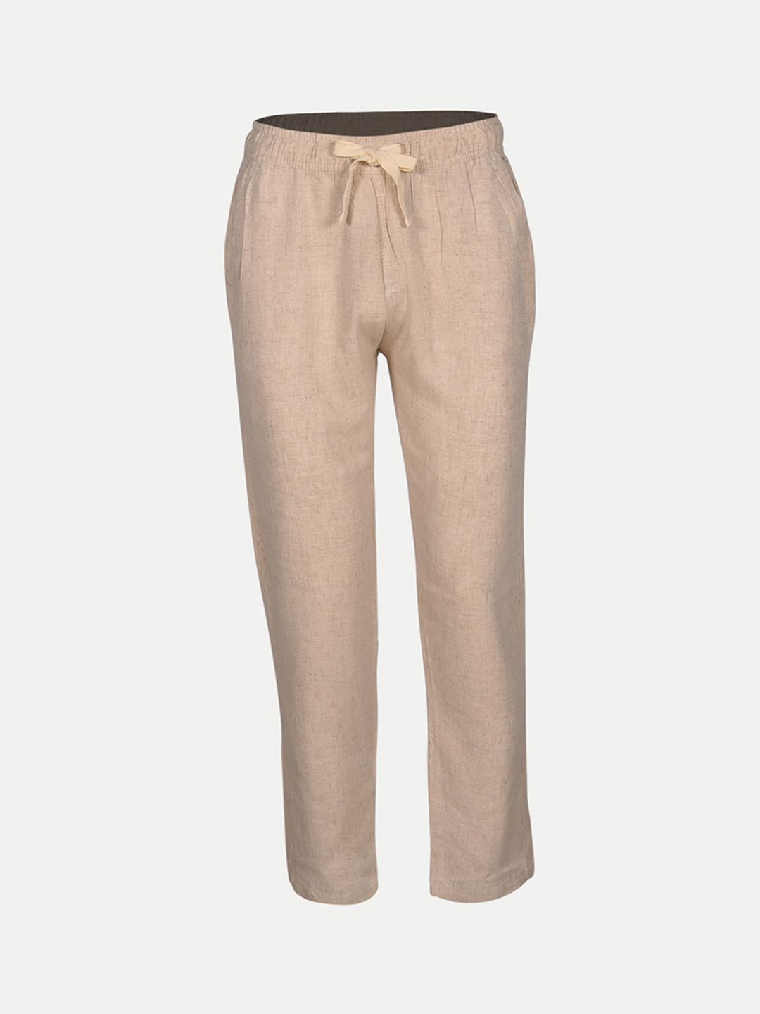 Men Sand Solid Remi Cotton Chinos Trousers