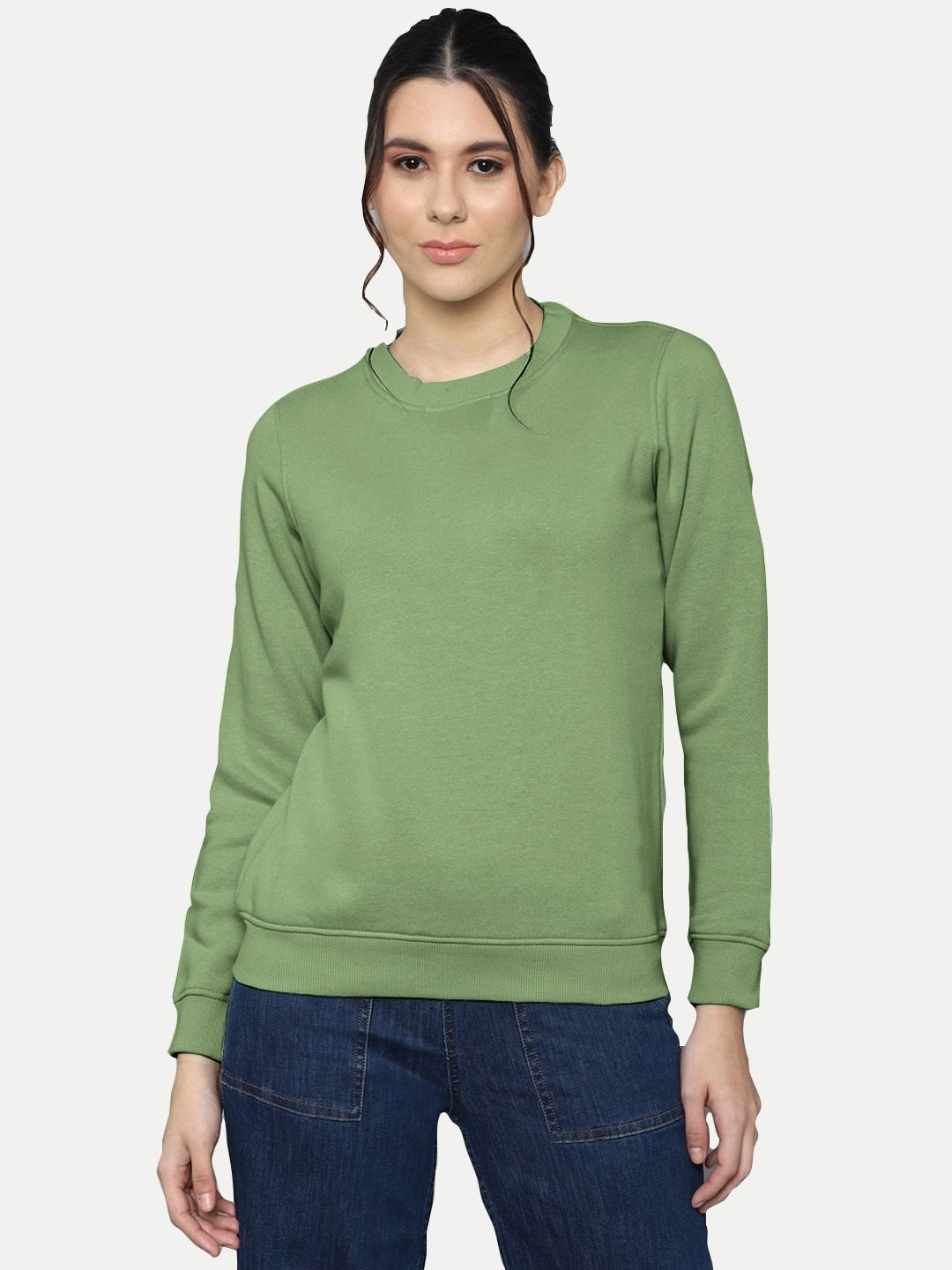 Women Solid Olive Pullover