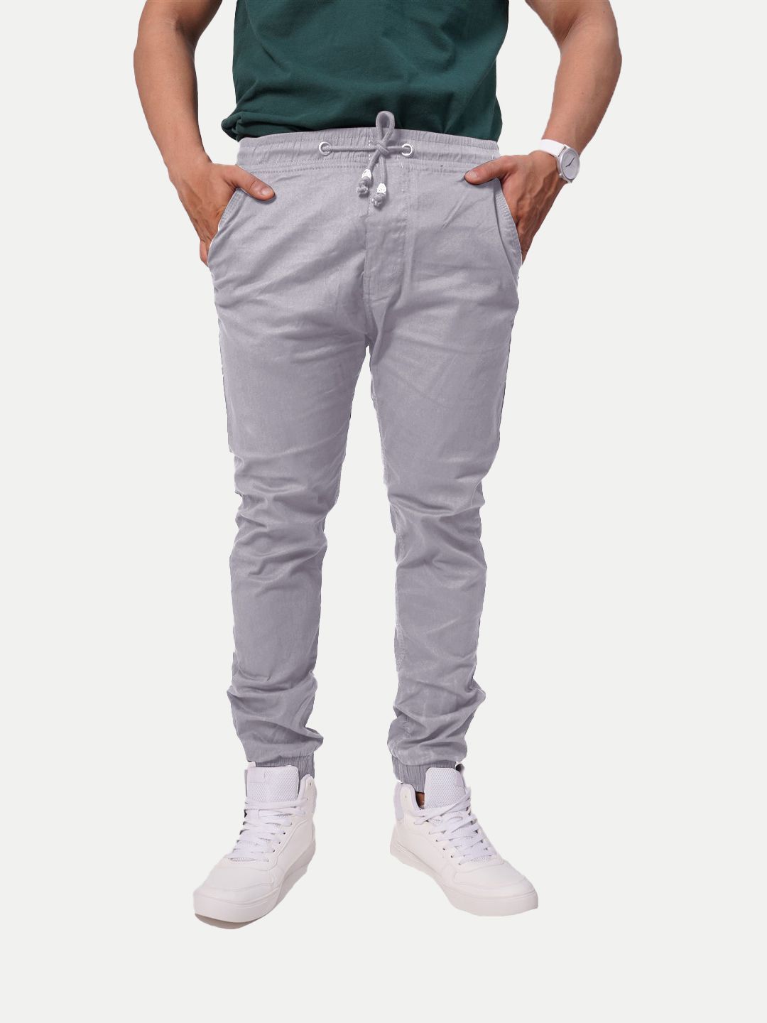 Men Light Purple Solid Elasticated Joggers