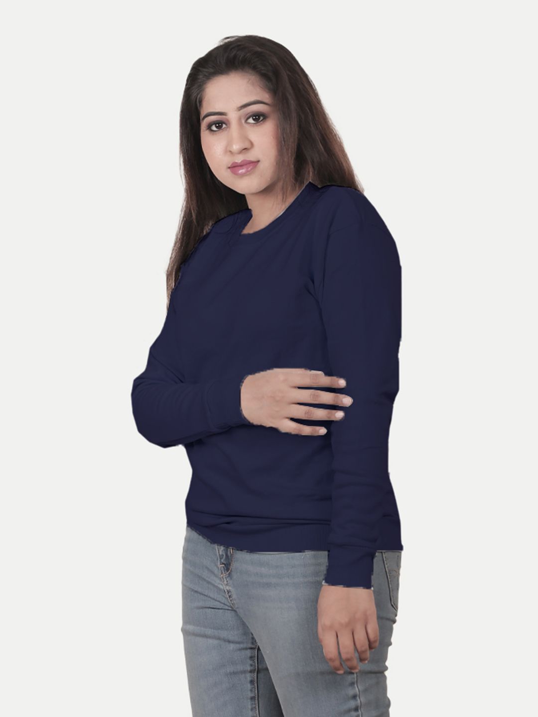 Women Solid Navy Pullover