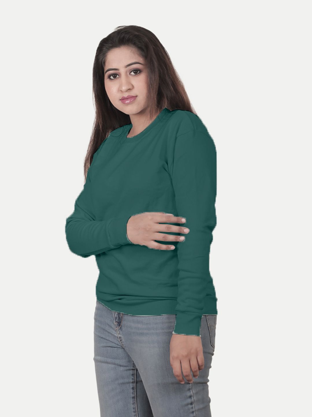 Women Solid Green Pullover