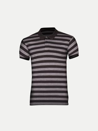 Mens Dark Navy Fashion Striped Cotton Polo T-shirt