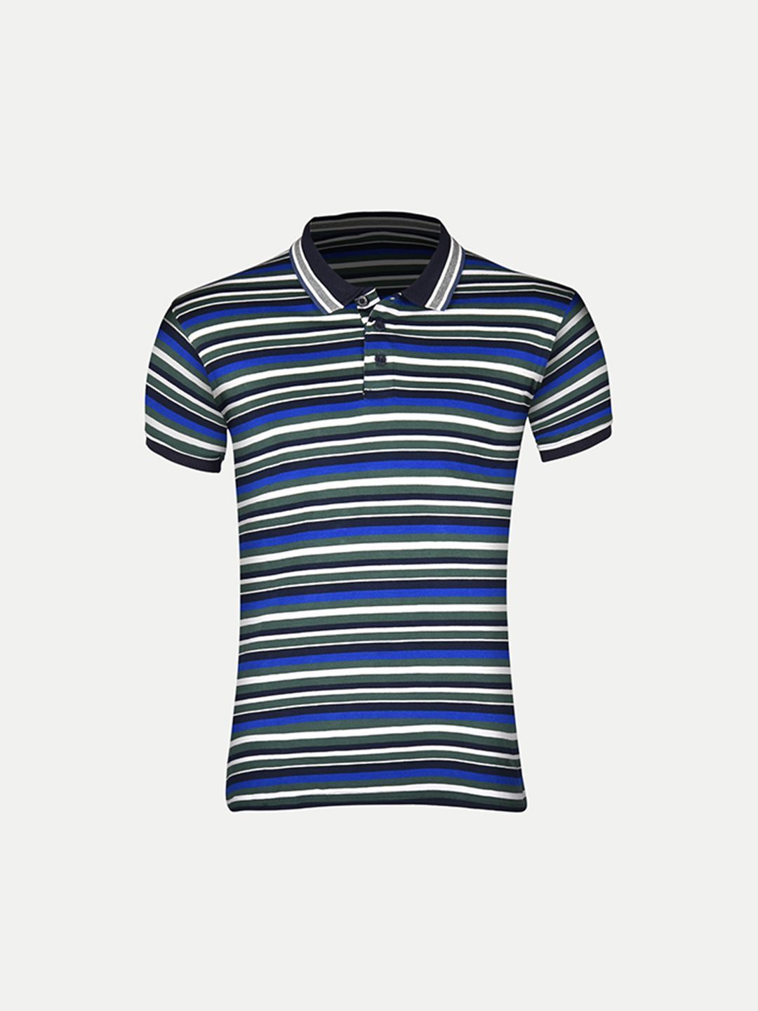 Mens Royal Blue Fashion Striped Cotton Polo T-shirt