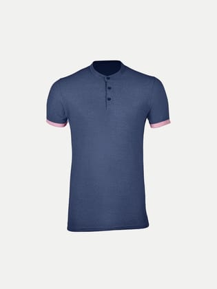 Menss Blue Henley Neck T Shirt