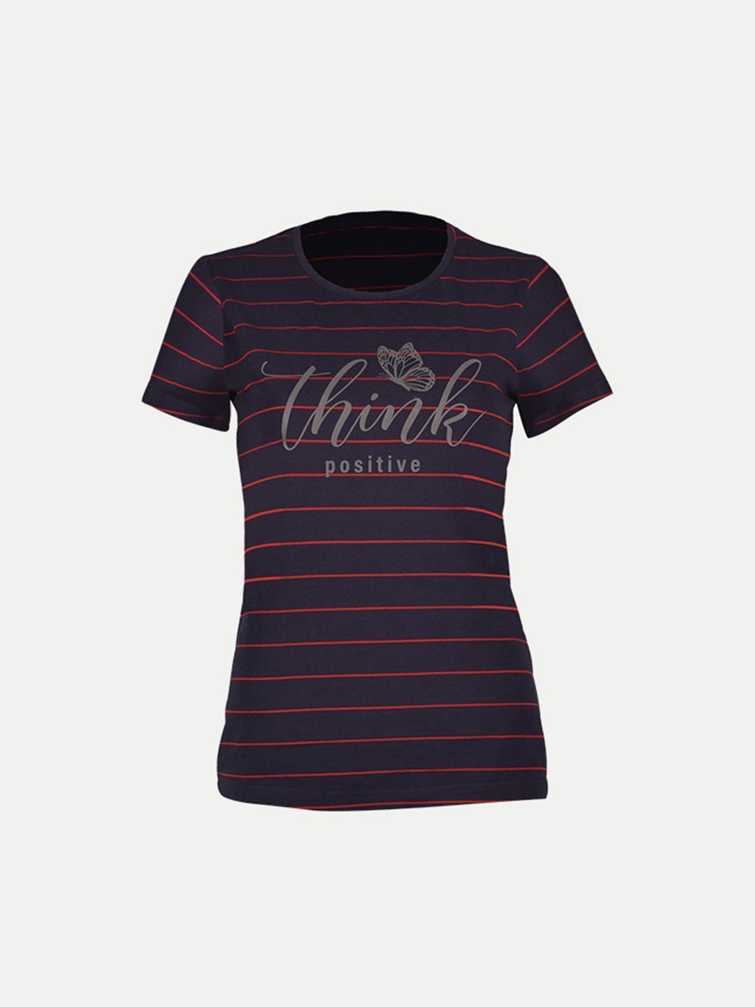 Women Navy Striped Printed T- Shirts