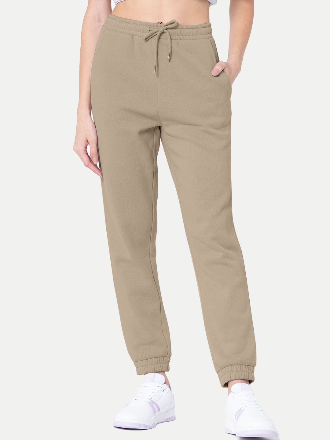 Womens Beige   Solid Joggers