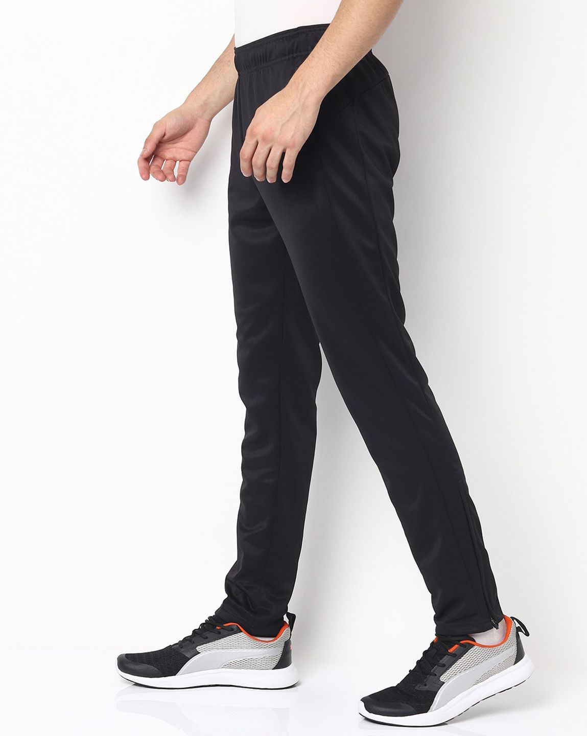 Men Solid Black Polyester Regular Fit active wear joggers