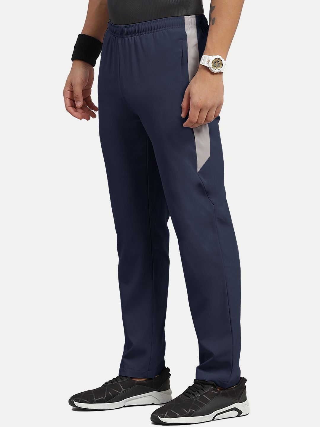 Men Navy Blue Polyester Regular Fit comfortable wear joggers