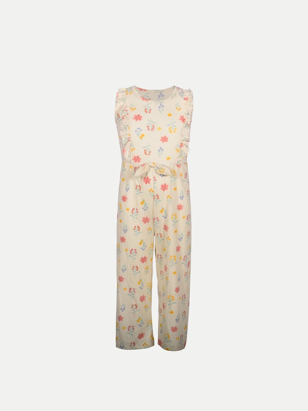 Girls Cream Summer Floral Jumpsuit