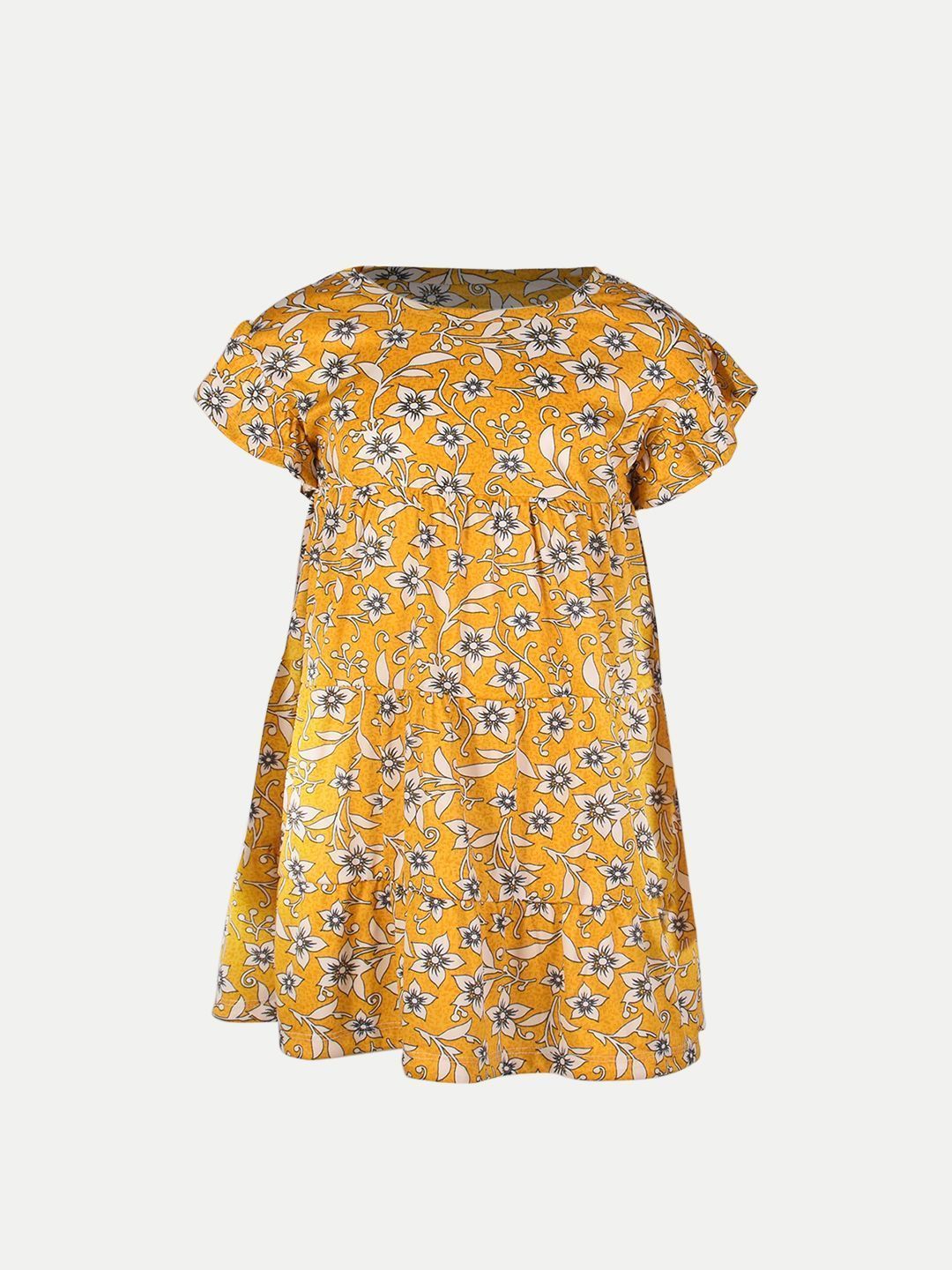 Girls Yellow Floral AOP Dress