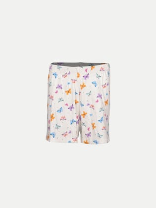 Girls Cream Butterfly All-over Printed Lounge Shorts