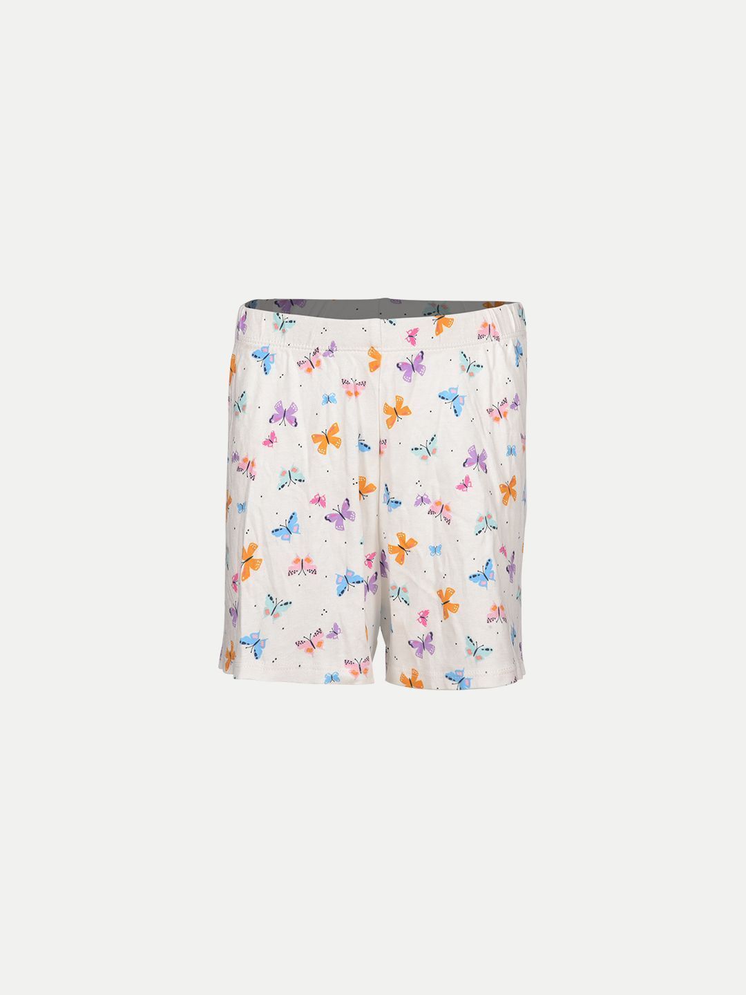 Girls Cream Butterfly All-over Printed Lounge Shorts