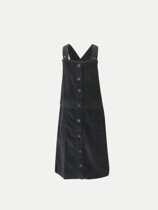 Girls Navy-Blue  Dungaree Dress