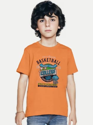 Teen Boys Orange Printed T-shirt