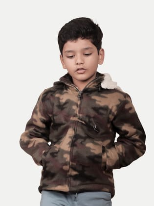 Boys Brown Camo Zip-through Hoodie