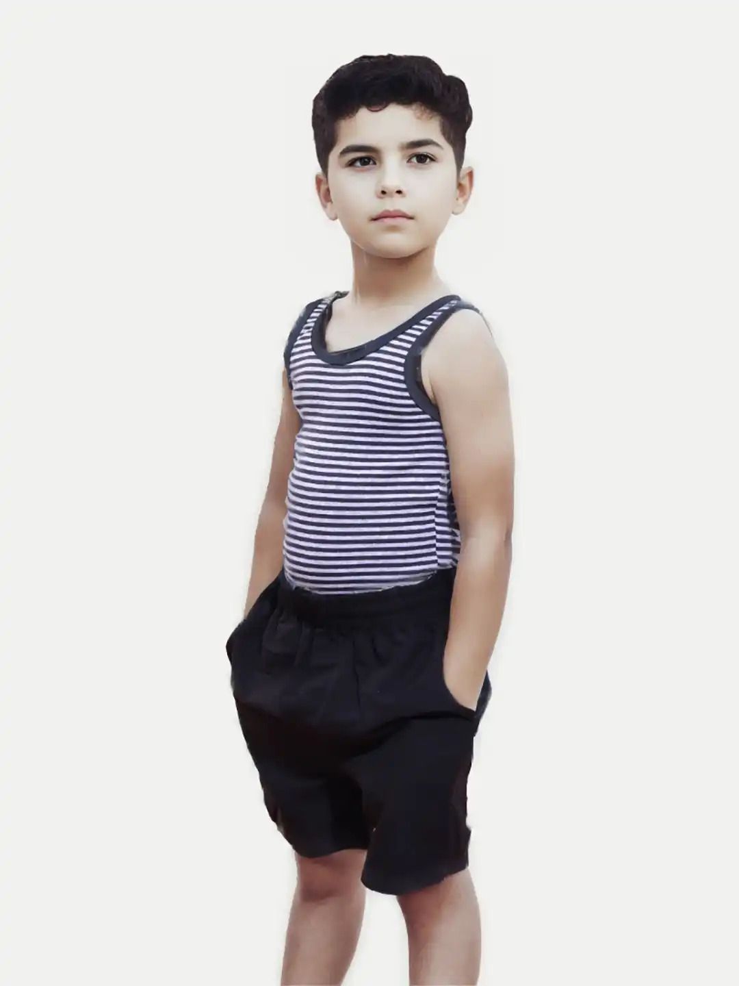 Boys Black Striped Tank