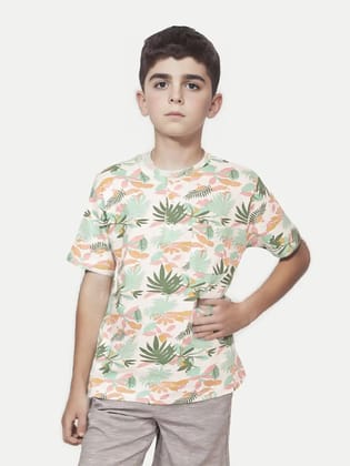 Boys AOP Malticolor Leaf Tshirt