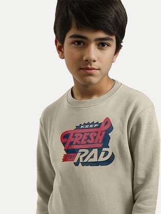 Boys Beige Printed T-shirt