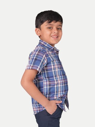 Boys Blue Multi-checked Shirt