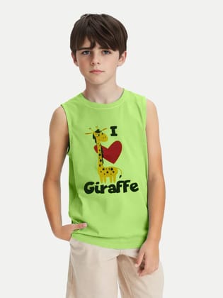 Boys Fluo Green Solid Tanktop