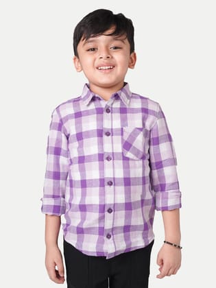 Boys Purple Checked Shirt