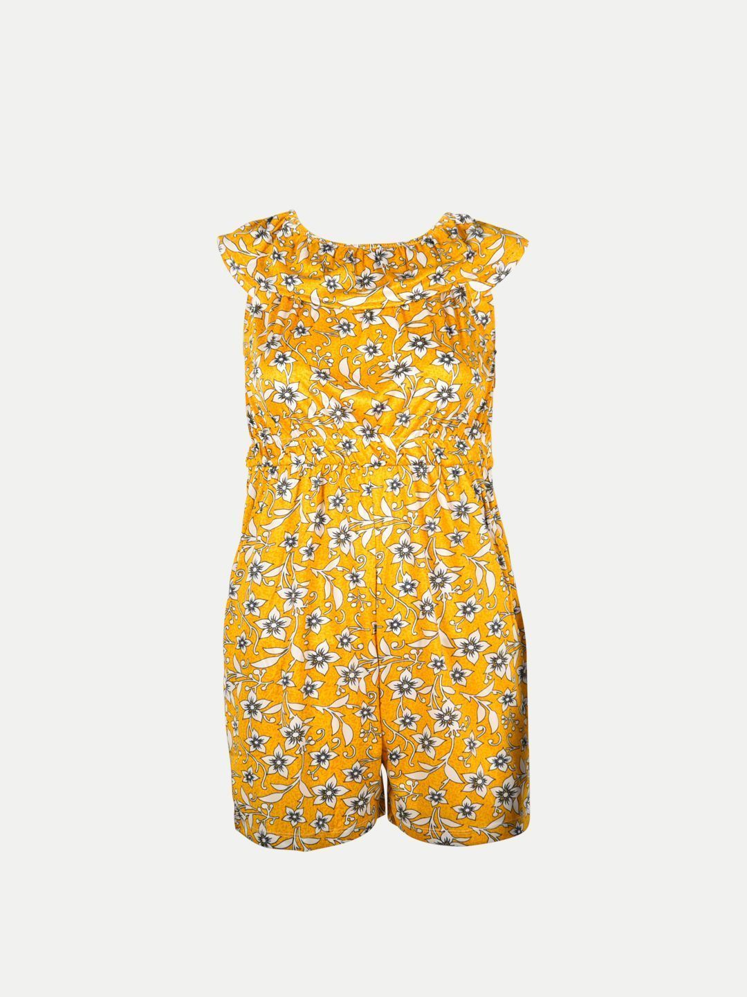 Girls Yellow Floral-printed Playsuit