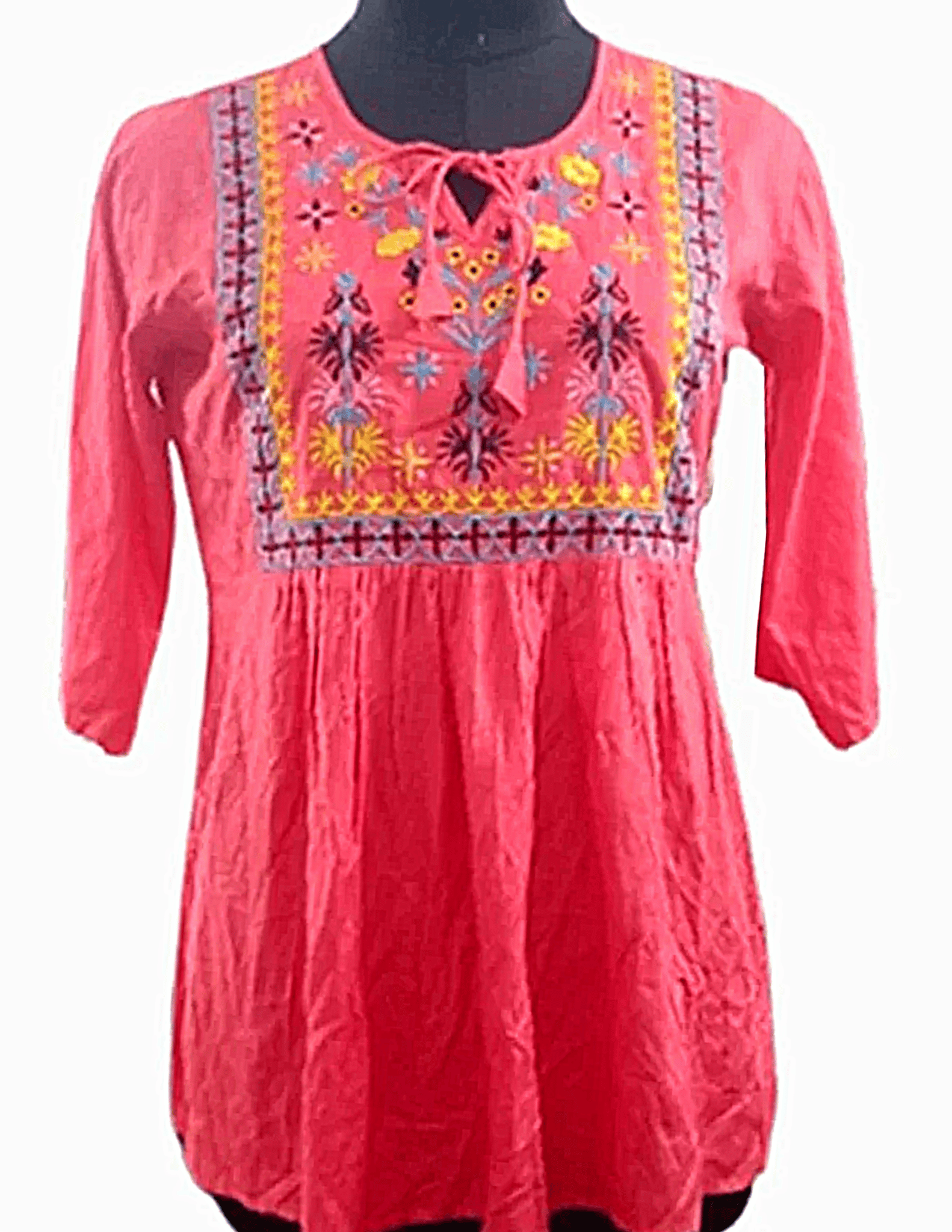 Rose Pink Cotten Lucknowi Chikankari Straight Kurta