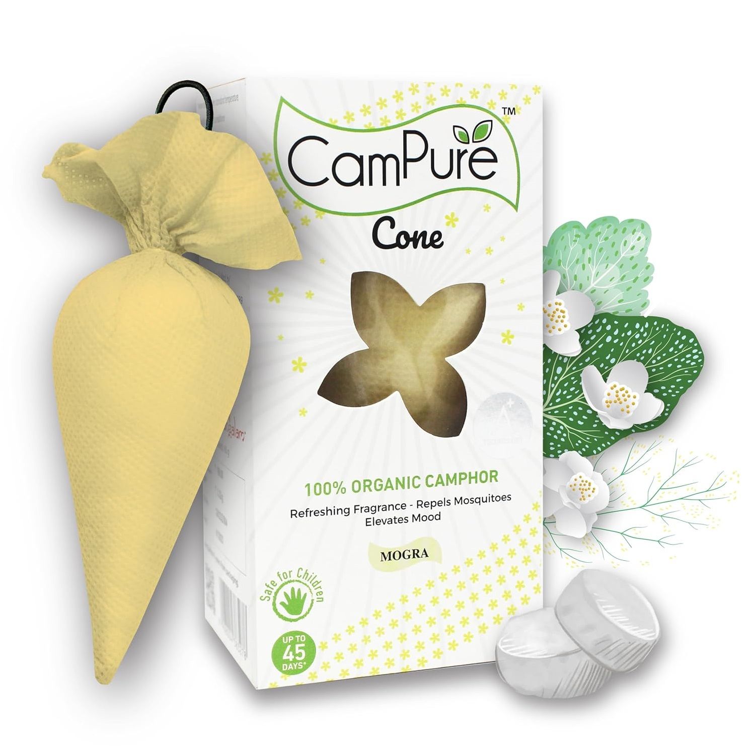 Camphor Cone (Mogra) Pack Of 1 - Room, Car and Air Freshener & Mosquito Repellent | Kapur Cone | CamPure Cone | Mogra cone