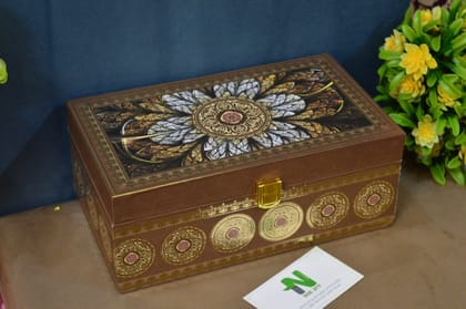 Nikhil Art Wooden Handcrafted Rajasthani traditional Decorative Box With 2 Containers For Dry Fruit Sweets, Chocolates, Candy