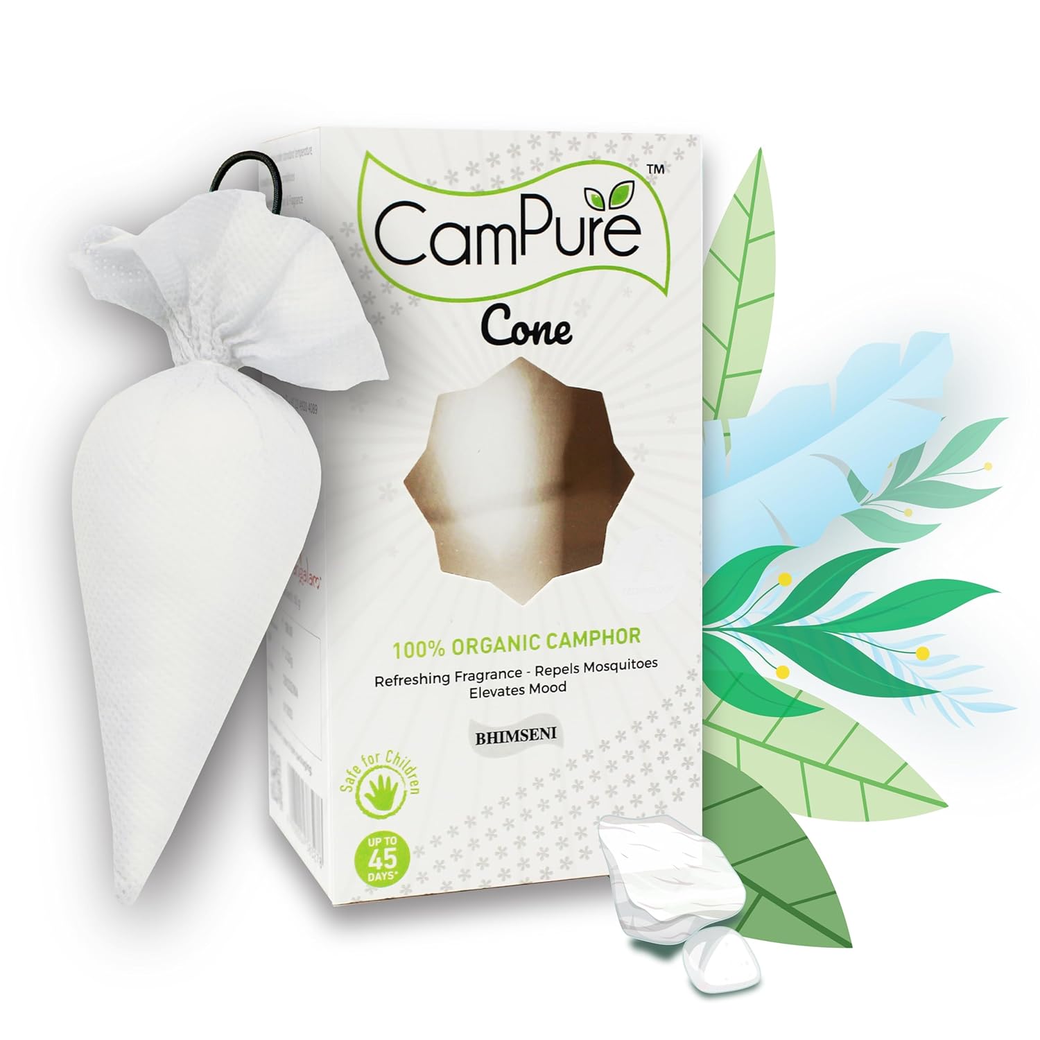 Camphor Cone (Bhimseni) Pack Of 1 - Room, Car and Air Freshener & Mosquito Repellent | Kapur Cone | CamPure Cone | Bhimseni cone