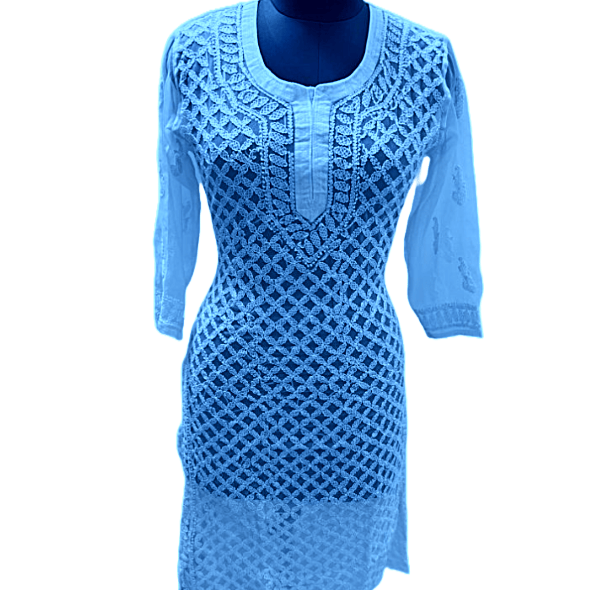 Sky Blue Georgette Chikankari Women Kurta