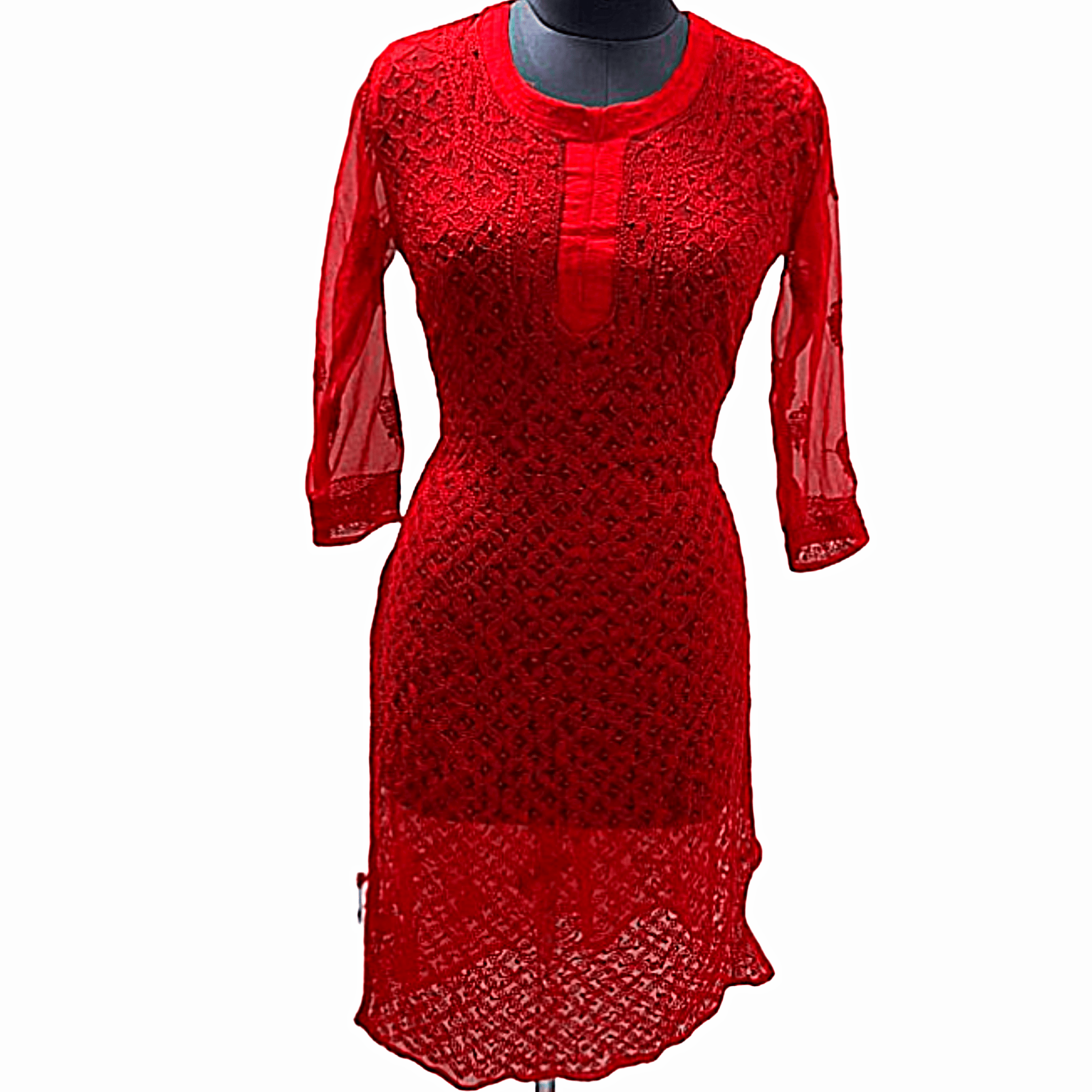 Red Chikankari Women Kurta