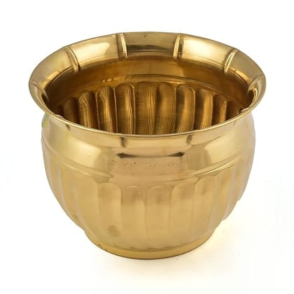 Brass Planters for Indoor Plants - Antiqued Brass Vase Metal Planters for Living Room - Golden Pots for Indoor Plants - Design with Curved Base Accent Home Decorative (6.9" D X 5.6" H Inches)