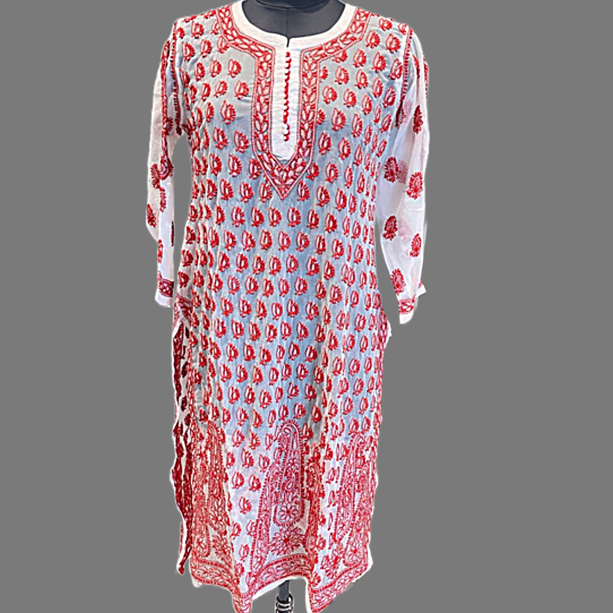 Veersons Chikankari Hand-Embroidered Georgette Lucknowi Chikankari Kurti