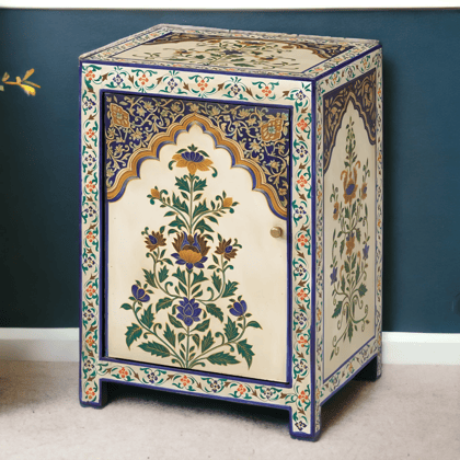 Nikhil Arts Beautiful Hand-Painted Bedroom Storage Cabinet | Multi-Color |