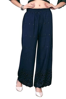 Cotton Embroidery Palazzo( Blue)