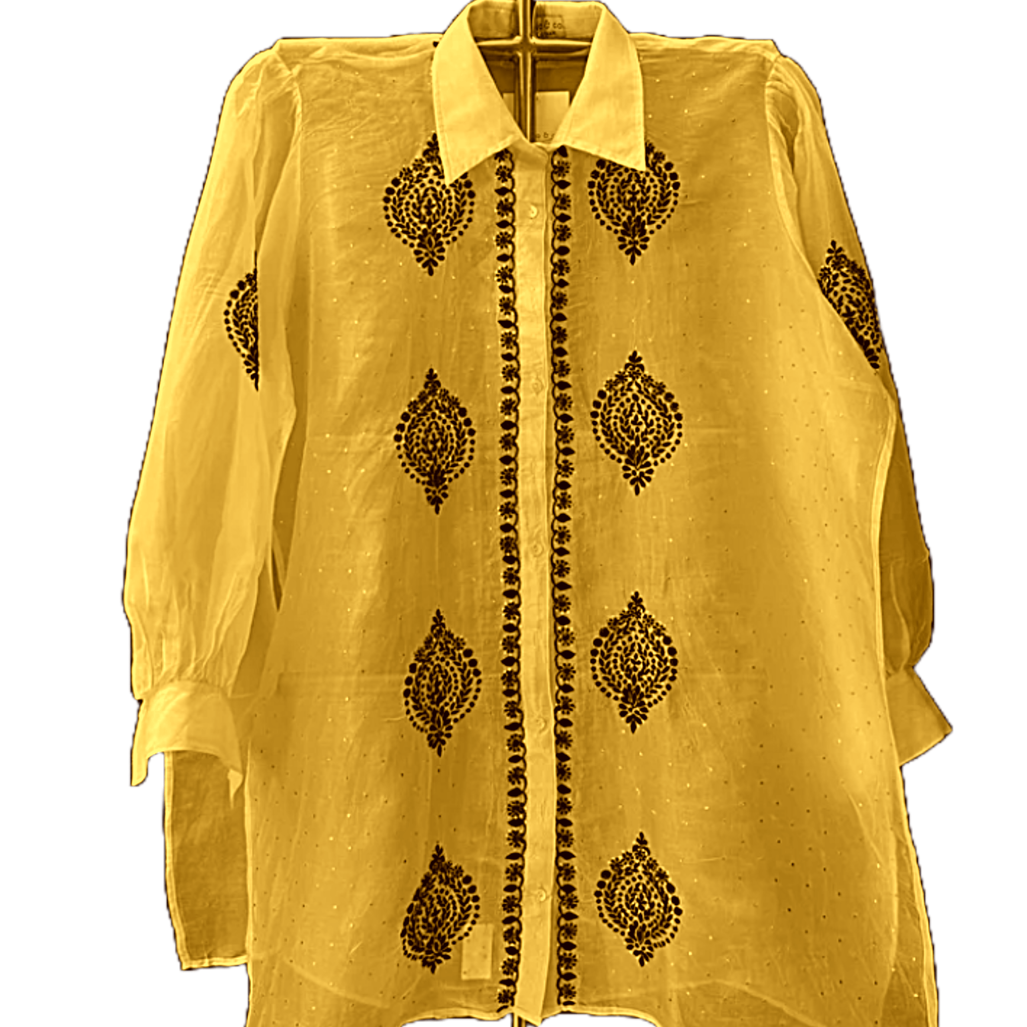 Yellow Shirt Styling Short Chikan Kurta