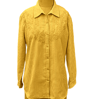 Mustard Yellow Chikankari Embroidered Shirt Cotton