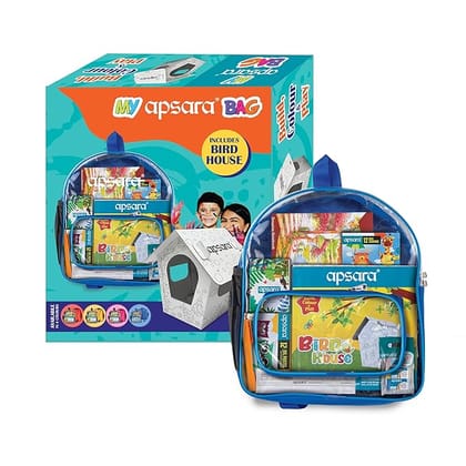 Apsara My Bag Kit, All-in-one Kit for Children, Premium 8 Color Pencils, 12 Oil Pastels, Mechano Eraser, Drawing Book, Creative Tree House Craft, Non-dust Erasers, 12 Wax Crayons, Perfect Gifting