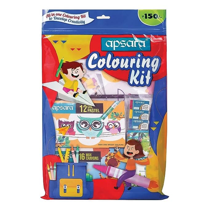 Apsara Colouring Kit | Ideal Gift Pack | Colouring Kit for Children | Kids Gifting Set | Complete Drawing Set | Fun Birthday Gift | Fun Children's Gift | Combo of 8 items