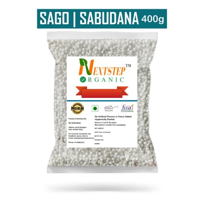 NEXTSTEP ORGANIC Premium Quality Sabudana 400g | Saksak | Rabia | Sagu Sago